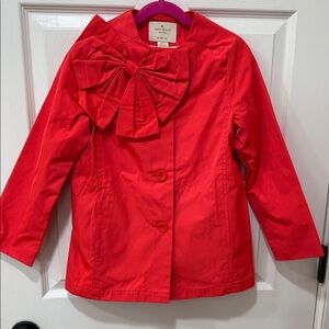 kate spade Vibrant Coral Red/Pink Bow Nylon Jacket Sz 7